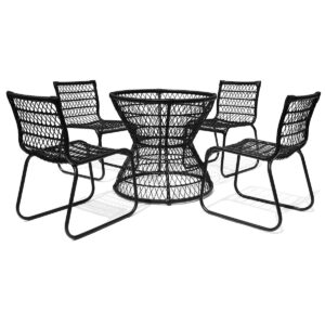 Cadeira Huelva com Braço, estrutura de alumínio e revestido de corda sintética